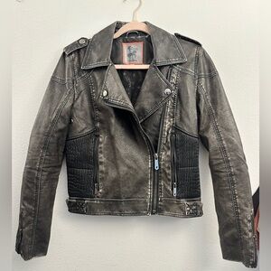 Moto jacket, faux leather biker jacket, Small